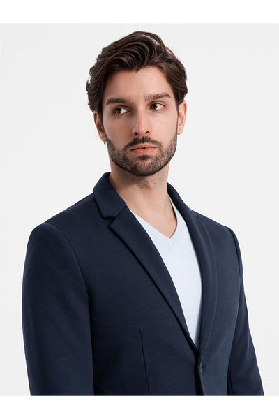 OMBRE Herrenjacke mit aufgesetzten Taschen - marineblau V1 OM-BLZB-0127 XL
