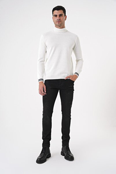 CHUBA Ανδρικό πουλόβερ με ζιβάγκο εκρού λεπτό πλεκτό 20w154