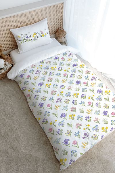 Tuğba Kuğu Single Duvet Cover Set (160X220) - Iconic Series - Bloomy Spring