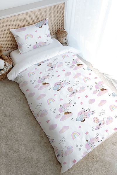 Tuğba Kuğu Pink Iconic Series Single Duvet Cover and Rainbow Set - 160X220