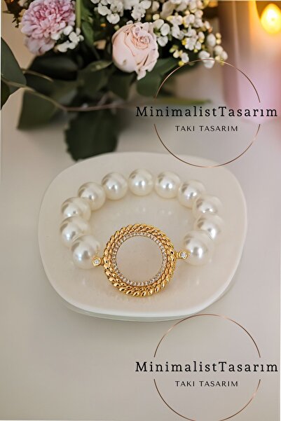 MinimalistTasarım Yarım altın bileklik, yarım altın çerçevesi, Yarımlık uyuml...