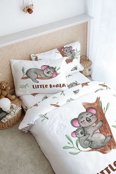 Tuğba Kuğu Single Duvet Cover Set for Baby Series - Mother and Baby Koala (160X220)
