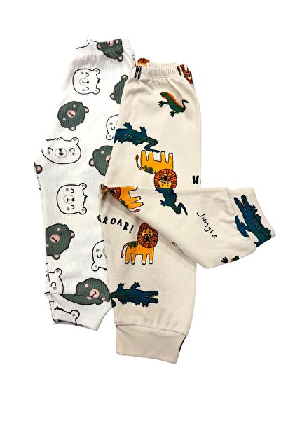 Esterella erkek bebek 2 adet penye pantolon/ bebek manşetli pijama / desenli 2 adet pantolon