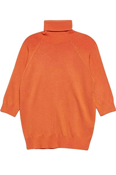 Dilvin 1312 سترة نصف كم بياقة مدورة-y. البرتقالي