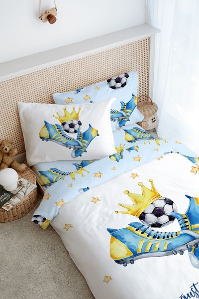Tuğba Kuğu Single Duvet Cover Set (160X220) - for Baby Series - Yellow - Navy Blue