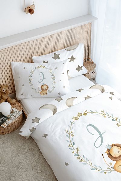 Tuğba Kuğu Single Duvet Cover Set (160X220) - Little Lion Series - Letter J