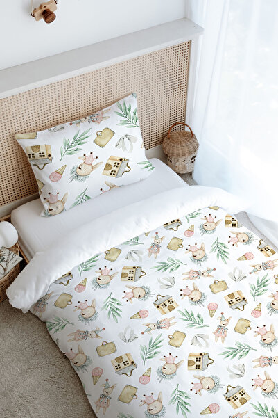 Tuğba Kuğu Tek Kişilik Nevresim Takımı (160x220) - Iconic Serisi - Antika Soytarı Oyuncak Ayı