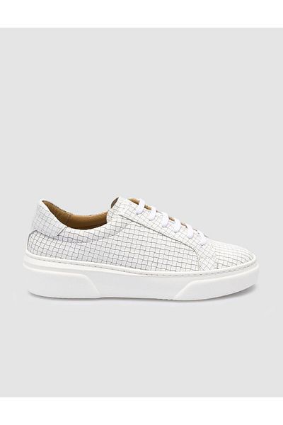 Cabani 100% Genuine Leather White Women's Sports Shoes