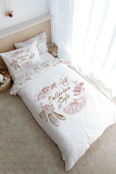 Tuğba Kuğu Single Duvet Cover Set (160X220) - for Baby Series - Gold Ballet Clothes