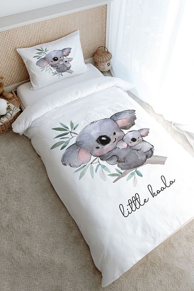 Tuğba Kuğu Single Duvet Cover Set (160X220) - Pure Baby Series - Baby and Mother Koala