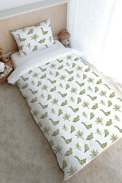 Tuğba Kuğu Green Single Duvet Cover Set - Iconic Series (160X220)