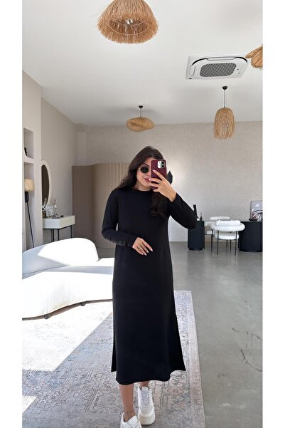 Buket Teke Rochie de bază neagră cu mânecă lungă