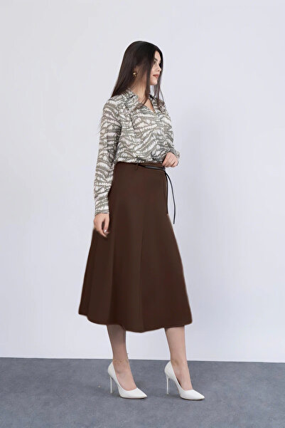 ribana Дамска пола с камбанка, неразкриваща се, с буфан, разкроена пола с волан