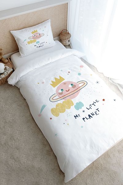 Tuğba Kuğu Single Duvet Cover Set (160X220) - Iconic Series - Cute Pink World