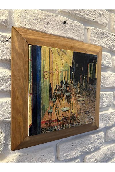 woodhomeworks Панел за картина с масивна рамка от естествен камък и мрамор 26x26 см