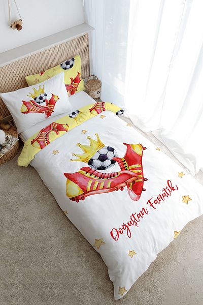 Tuğba Kuğu Single Duvet Cover Set (160X220) - for Baby Series - Yellow - Red