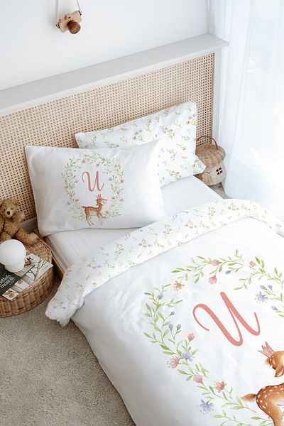 Tuğba Kuğu Little Deer Series Single Duvet Cover Set - 160X220 Letter U