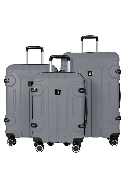PARAJOHN Expedition ABS Luggage Trolley set 3 Pcs-SILVER