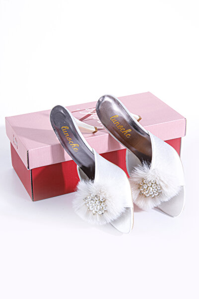 Lunoche Nightwear إكرو فروي حجر المرأة النعال المهر أنيق النعال المنزل اليومية المزخرفة المهر الولادة ضيف العروس النعال