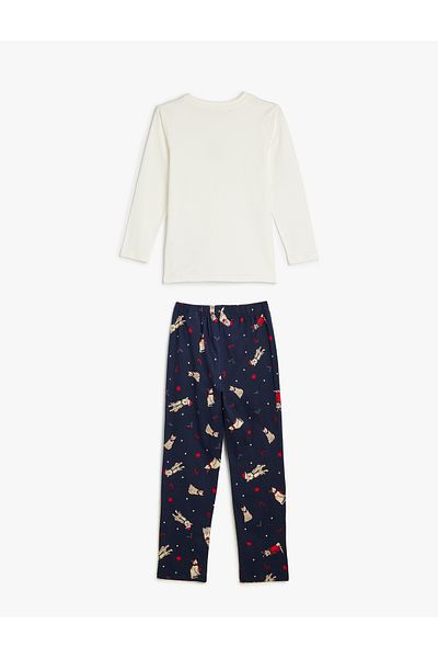 Koton Set pijamale din bumbac cu mâneci lungi cu imprimeu de Anul Nou