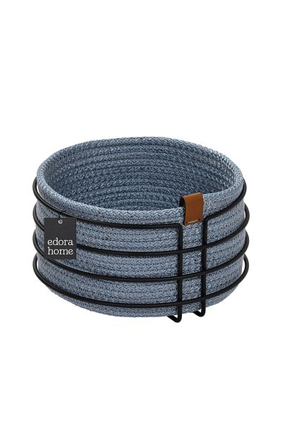 Edora Home Stylish Matte Black Round Bread Basket - Wicker Knitted, Multi-Purpose Metal Rust