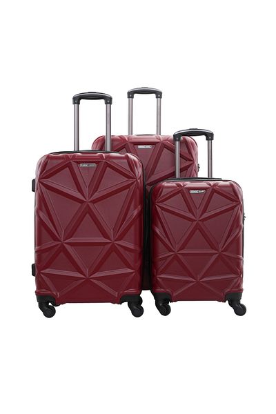 PARAJOHN Matrix ABS Hardside Spinner Luggage 3 Pcs Set -BURGUNDY