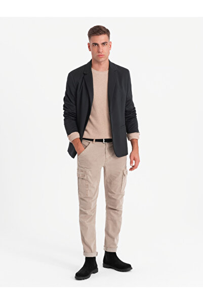 OMBRE Pánský blejzr s odnímatelnou podšívkou a kapucí - černý V1 OM-BLZB-0126 M