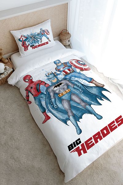 Tuğba Kuğu Super Heroes Single Duvet Cover Set - Cartoon Series (160X220)