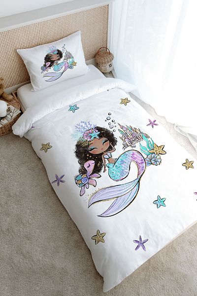 Tuğba Kuğu Iconic Brunette Mermaid Duvet Cover Set - Single (160X220)
