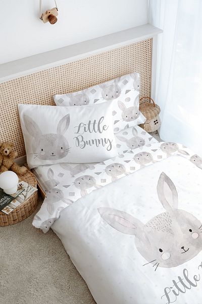 Tuğba Kuğu Baby Series Single Duvet Cover Set - Charcoal Rabbit (160X220)