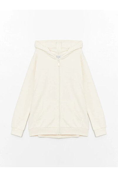 LC Waikiki LCW Kids Екру качула с дълъг ръкав за момичета с цип