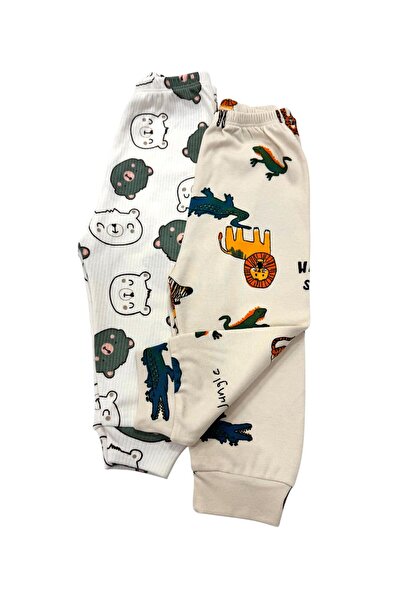 Esterella erkek bebek 2 adet penye pantolon/ bebek manşetli pijama / desenli 2 adet pantolon