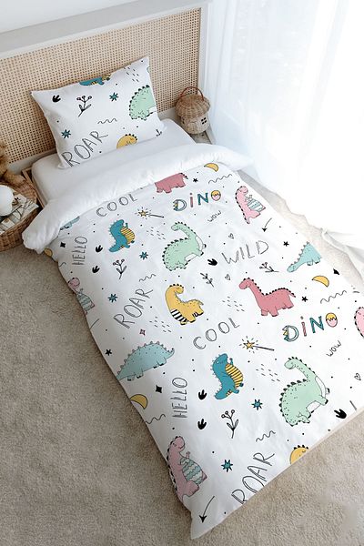 Tuğba Kuğu Iconic Series Single Duvet Cover Set - 160X220 Cute Dinosaurs