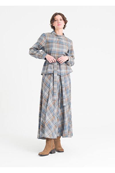 Armağan Karpuz Kollu Ekoseli Etekli Takım