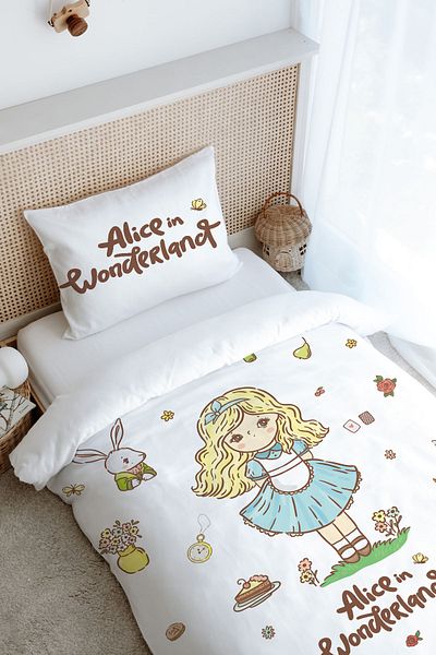 Tuğba Kuğu Single Duvet Cover Set (160X220) - Iconic Series - Alice's Party