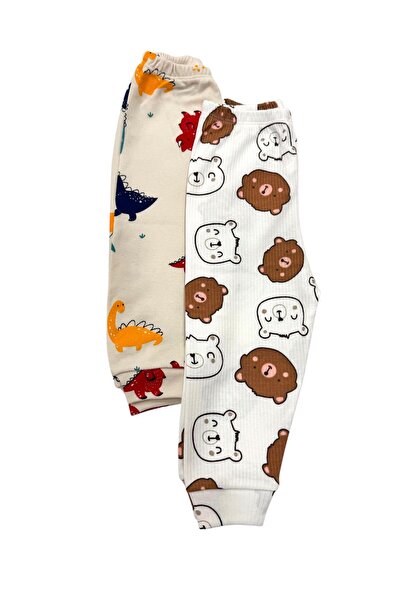 Esterella erkek bebek 2 adet penye pantolon/ bebek manşetli pijama / desenli 2 adet pantolon