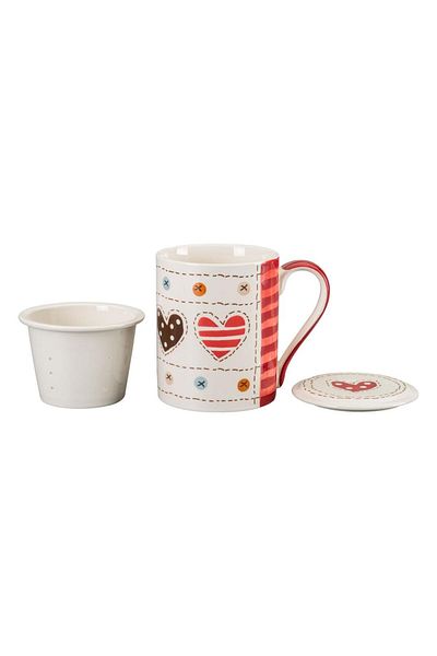 Paşabahçe Love Ceramic Mug with Lid Red