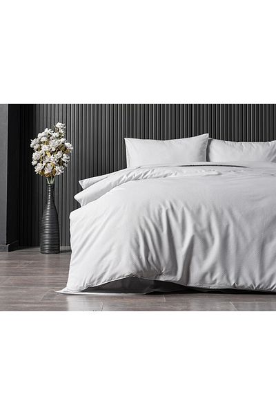 Doqu Home طقم غطاء لحاف فردي باللون الرمادي الفاتح