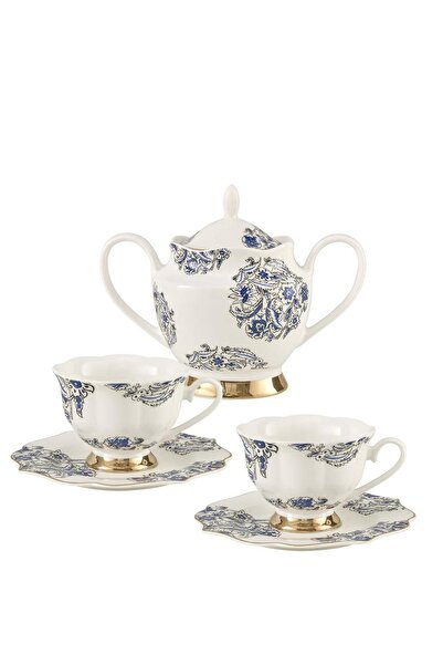 Paşabahçe Blue White Tea Set