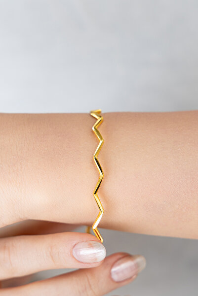 Black Sea Port 925 Ayar Gümüş Üzeri 22 Ayar Altın Kaplama Ince Zikzak Ajda Bi...