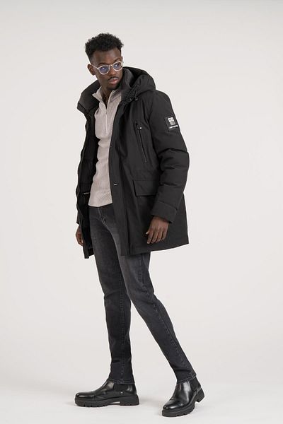 Giotelli Regular Fit Hooded Neck Rest Long Puffer Coat with Side Pockets