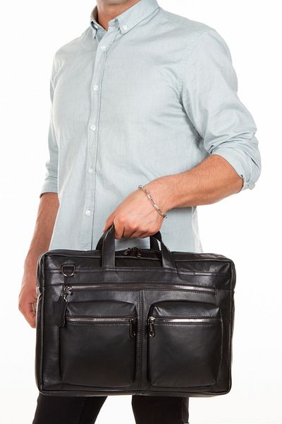 Newish Polo Ανδρικός χαρτοφύλακας από γνήσιο δέρμα και τσάντα φορητού υπολογιστή 17 ιντσών