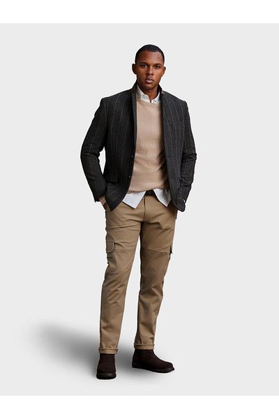 OMBRE Eleganter Herren Blazer mit Wollmischung im Karomuster - Graphit V3 OM-BLZB-0137 M