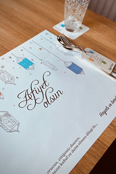 İstisna 12 Adet Gümüş Ramazan Temalı İftar Sofrası Amerikan Servis Ramazan So...