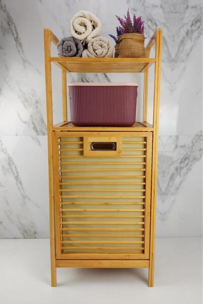 Digithome Bambu Kirli Sepetli 2 Raflı Çamaşır Sepeti DB-0001H