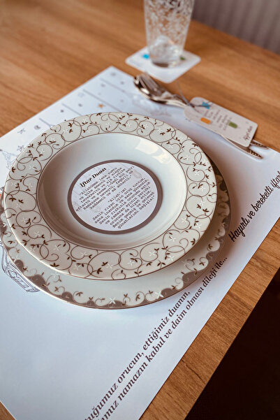 İstisna 12 Adet Ramazan Temalı İftar Sofrası Amerikan Servis İftar Duası Bard...