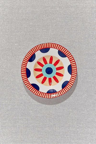 Paşabahçe Turquoise Sunflower Porcelain Tea Plate
