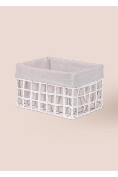 The Mia Braid Wicker Organizer Basket White 26X18X16 cm Spt0088