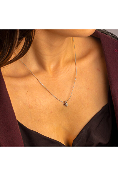 Işıltı Silver 925 Gümüş | Doğum Ayı Taşlı Harfli Kişiye Özel Minimal Kolye