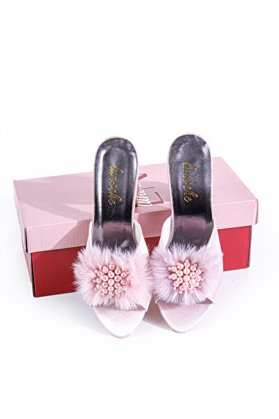 Lunoche Nightwear Women's Dowry Slippers with Feather Stones Stylish Daily House Slippers Ornate Dowry Birth Guest Bridal Slippers
